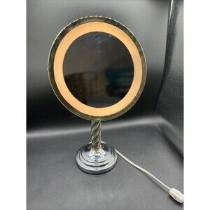 Adjustable VTG Protronic Braided Chrome Brass Lighted Magnification Table Mirror